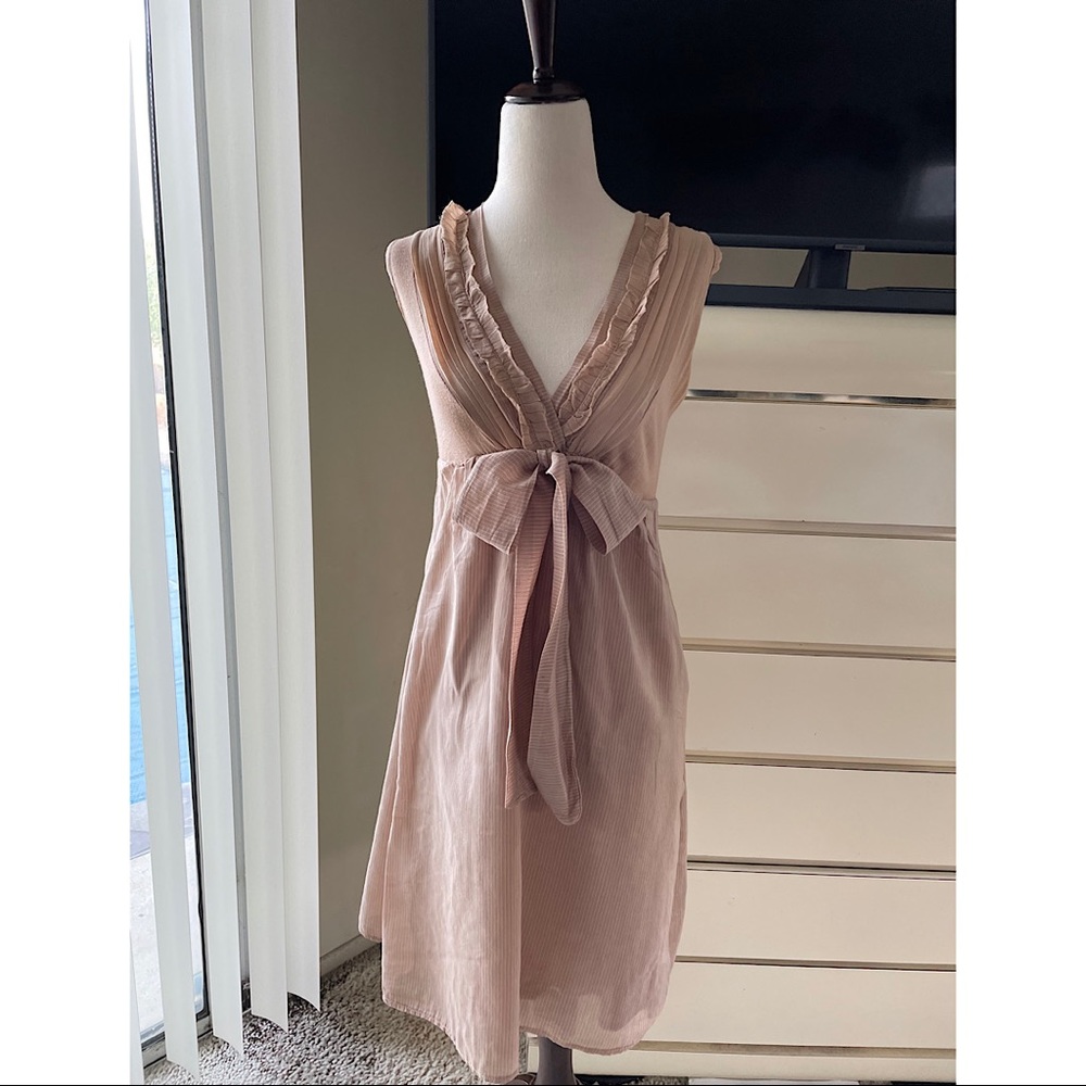 Kaos Sleeveless Taffeta Dress, Nude, Small